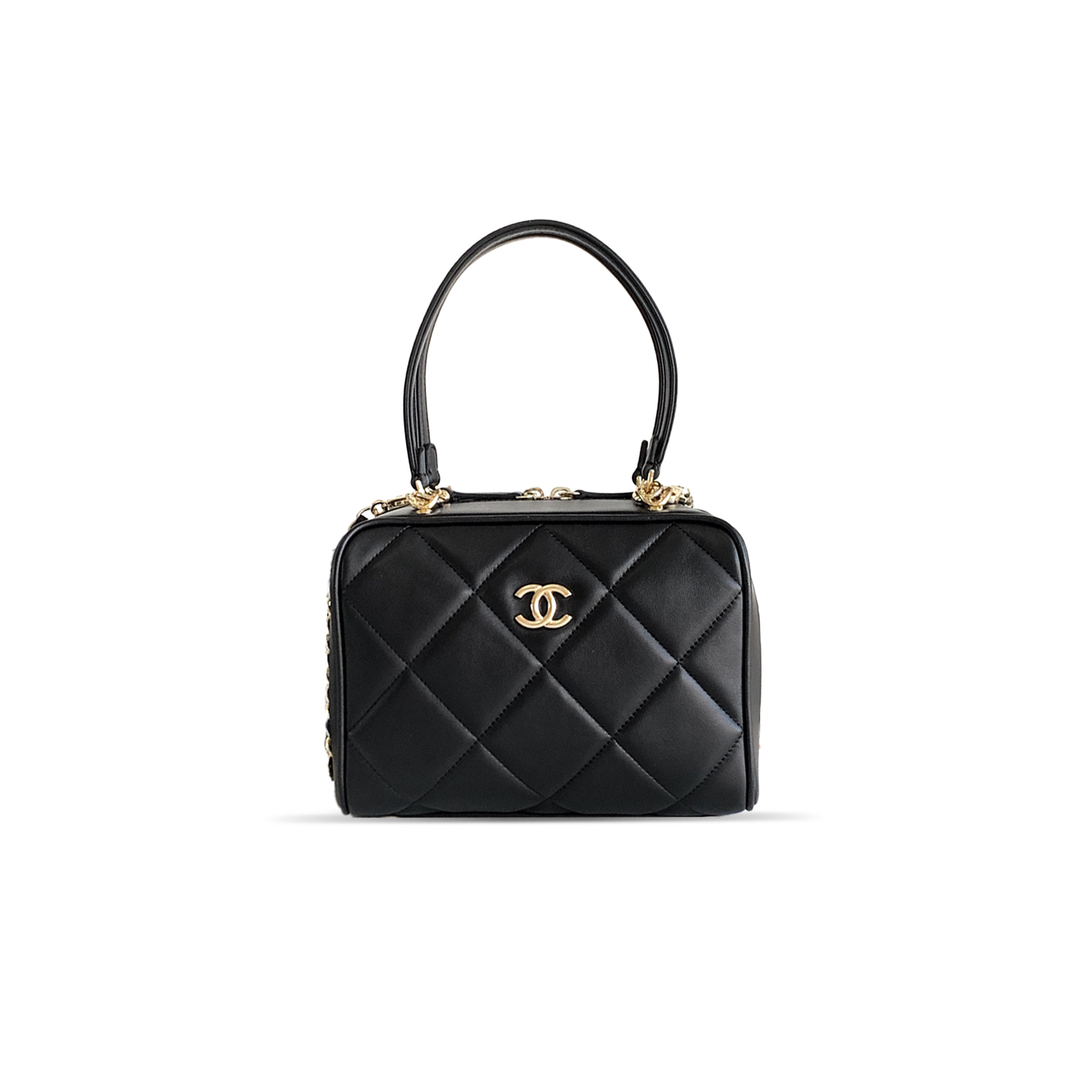 CHANEL LEATHER MATELASSE BOWLING BAG LAMBSKIN (21*15*12cm)
